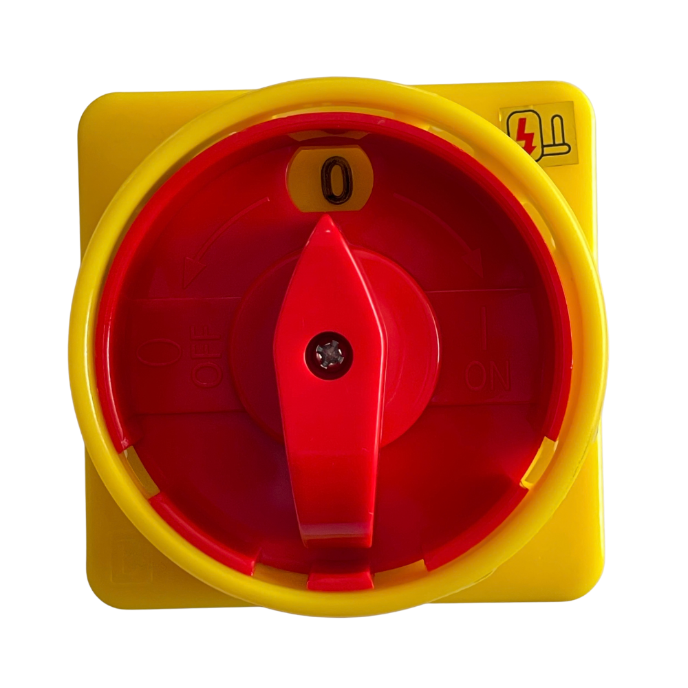 Three phase main on/off switch for a UPVC double head cutting machine